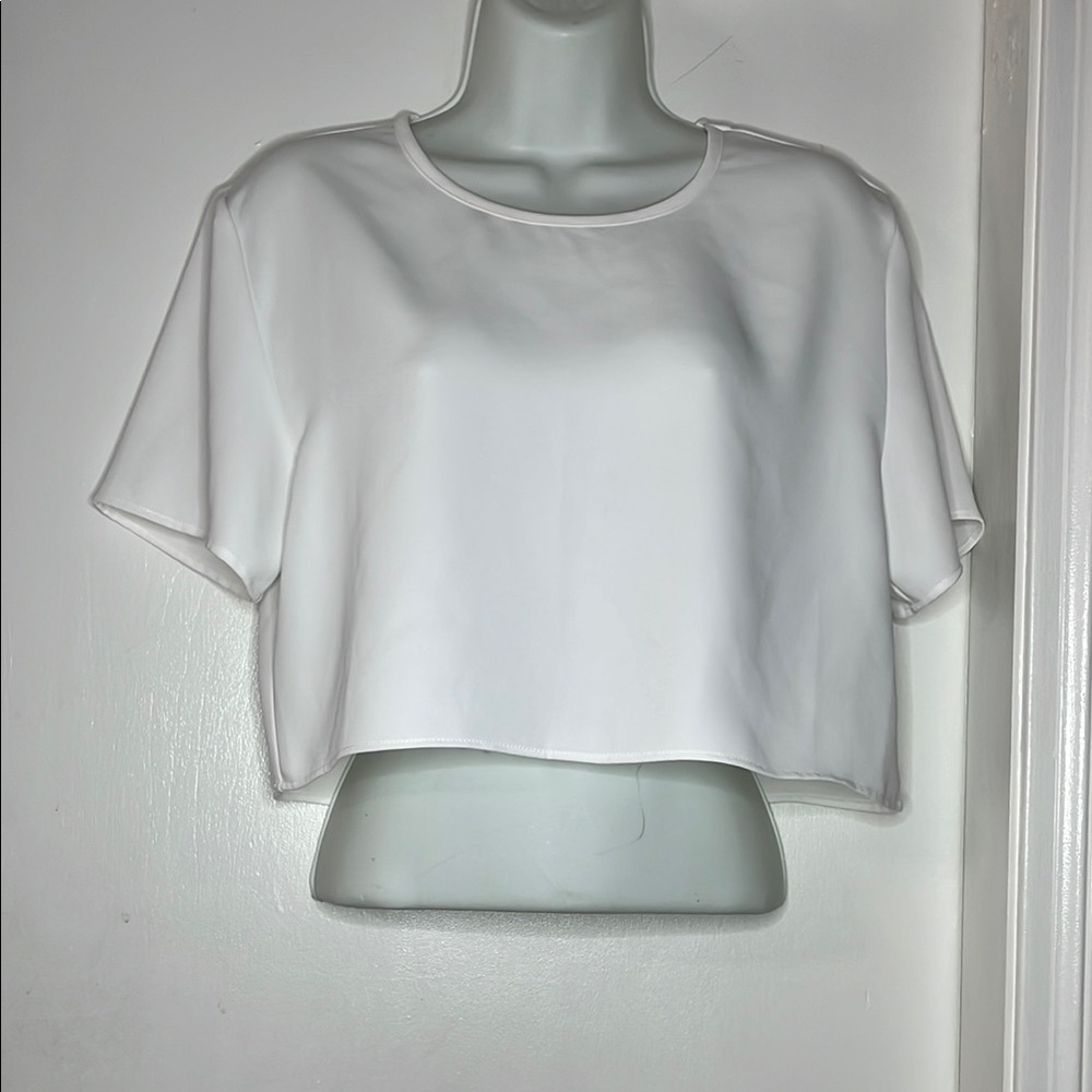 Lavender Brown White Boxy Crop T-Shirt